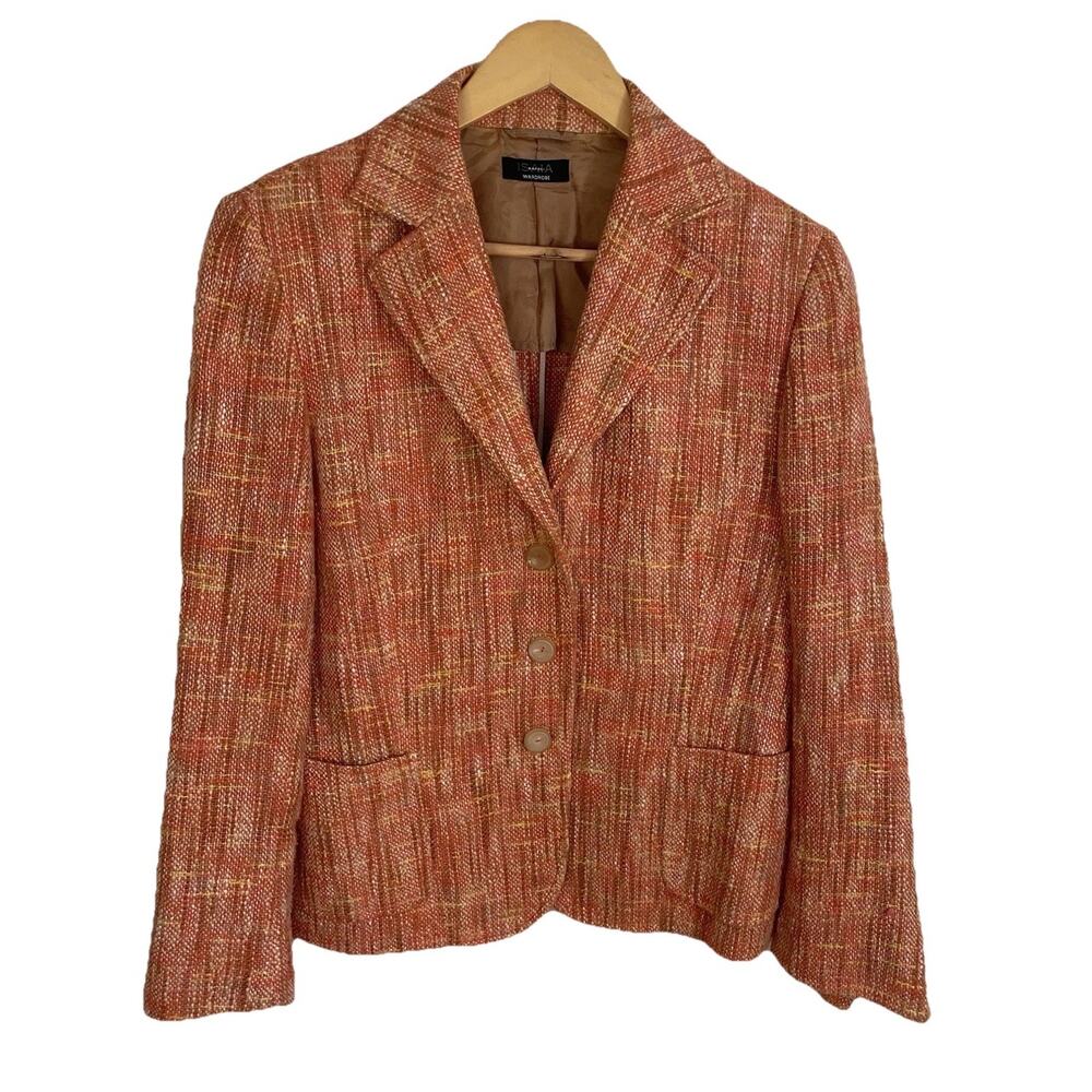 Isaia Napoli Wardrobe Rust Orange Woven Cotton Italian Blazer Sz 50 EU / US XL